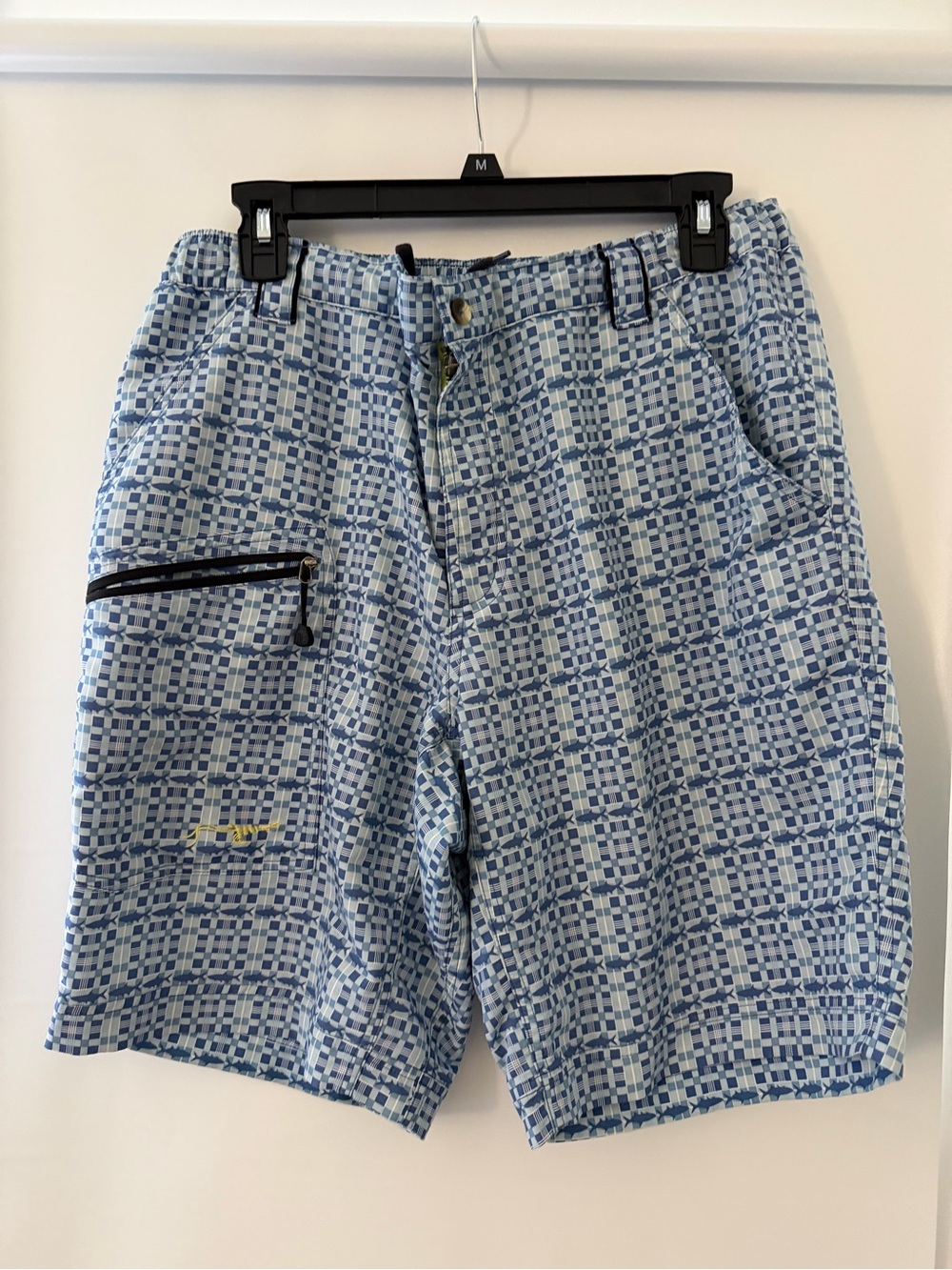 Light Blue Patterned Men’s Hybrid Shorts with Zipper Pocket